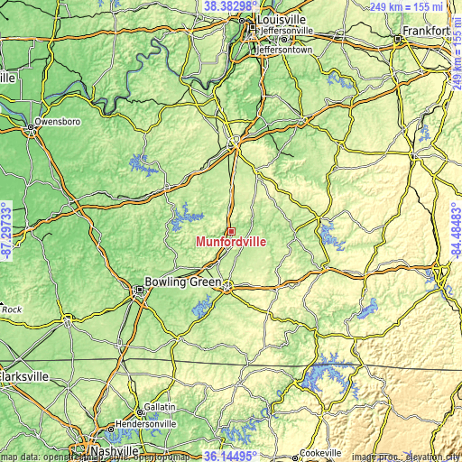 Topographic map of Munfordville