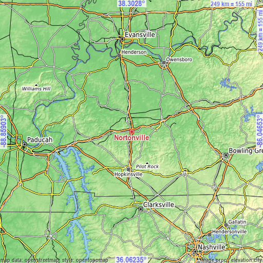 Topographic map of Nortonville