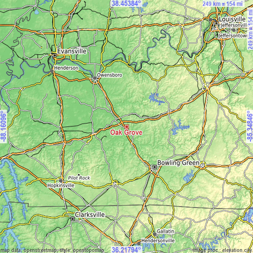 Topographic map of Oak Grove