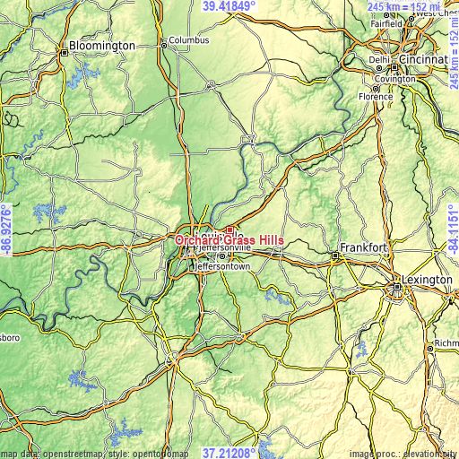 Topographic map of Orchard Grass Hills