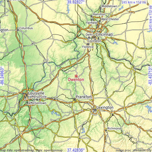 Topographic map of Owenton