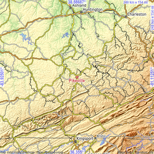 Topographic map of Pikeville