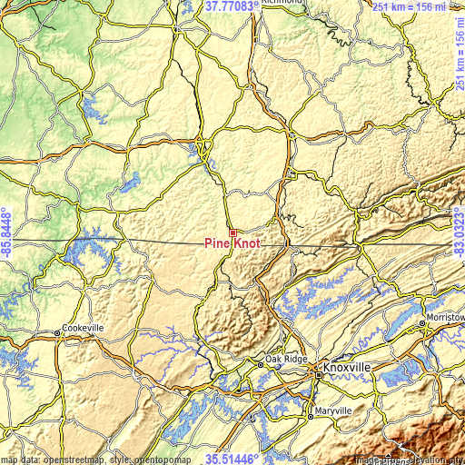 Topographic map of Pine Knot