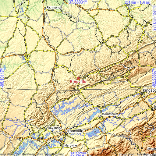 Topographic map of Pineville