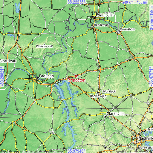 Topographic map of Princeton