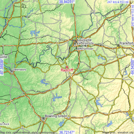 Topographic map of Radcliff