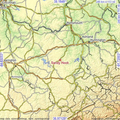 Topographic map of Sandy Hook