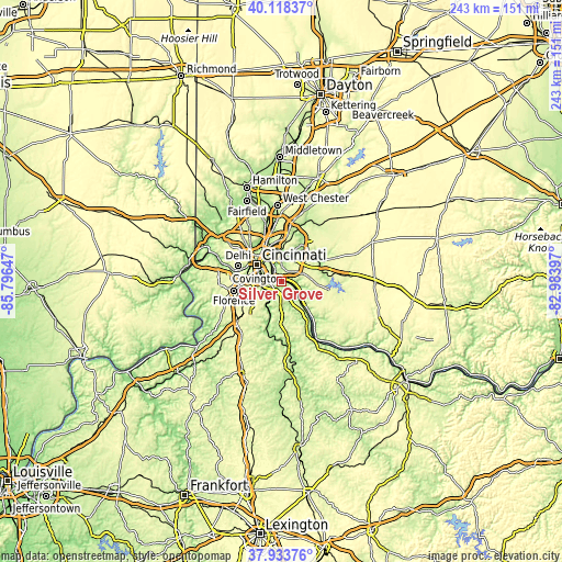 Topographic map of Silver Grove