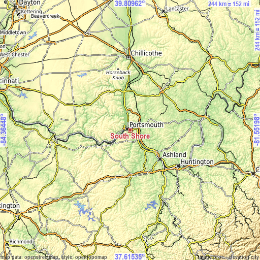 Topographic map of South Shore