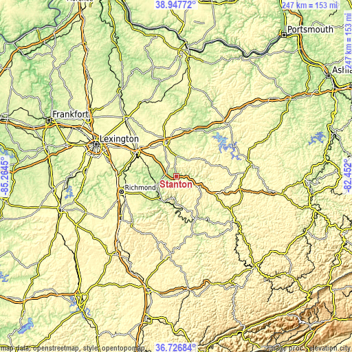 Topographic map of Stanton