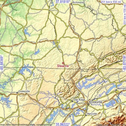 Topographic map of Stearns