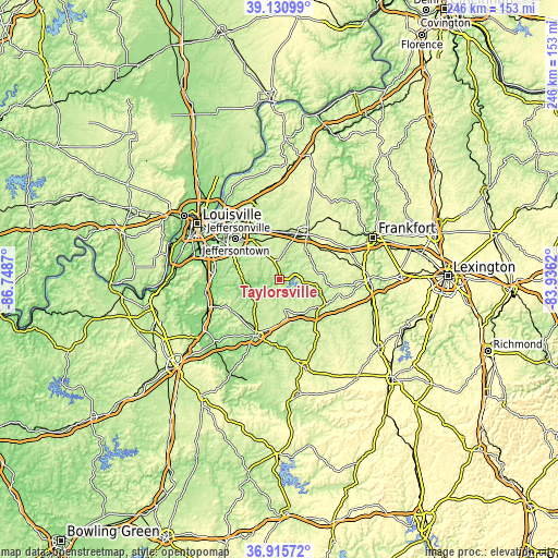 Topographic map of Taylorsville