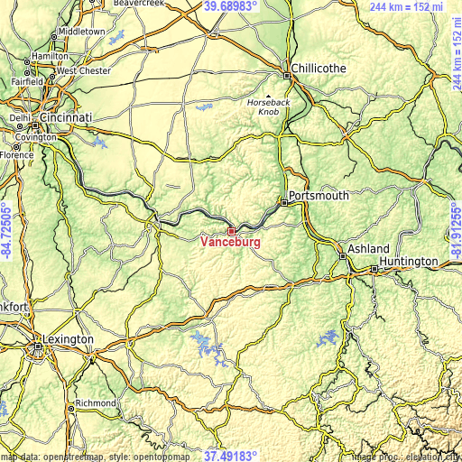 Topographic map of Vanceburg