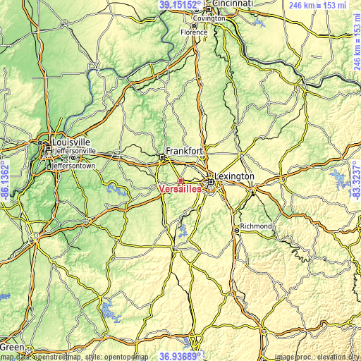 Topographic map of Versailles