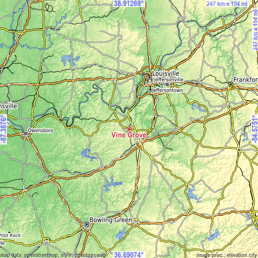 Topographic map of Vine Grove