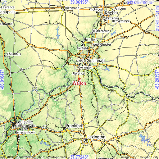 Topographic map of Walton