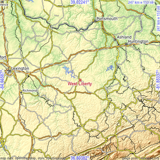 Topographic map of West Liberty