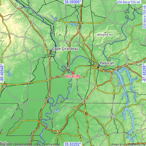 Topographic map of Wickliffe