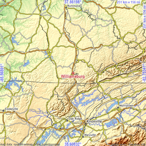 Topographic map of Williamsburg