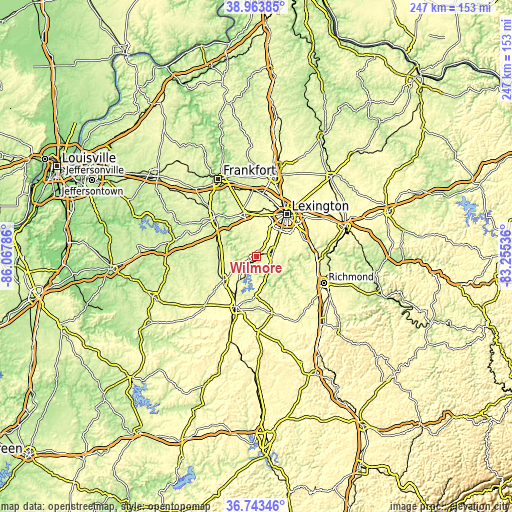 Topographic map of Wilmore