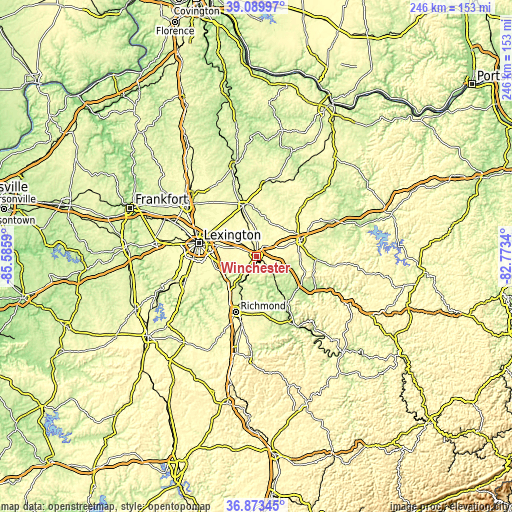 Topographic map of Winchester