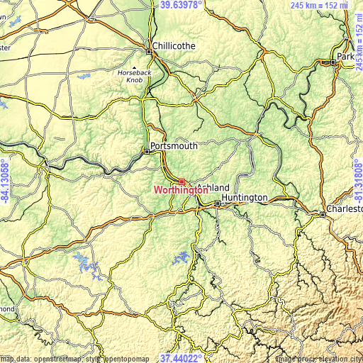Topographic map of Worthington