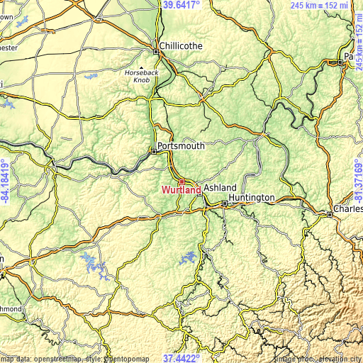 Topographic map of Wurtland