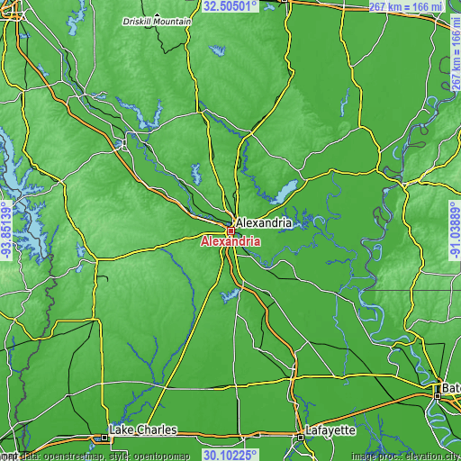 Topographic map of Alexandria