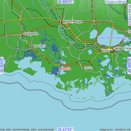 Topographic map of Amelia