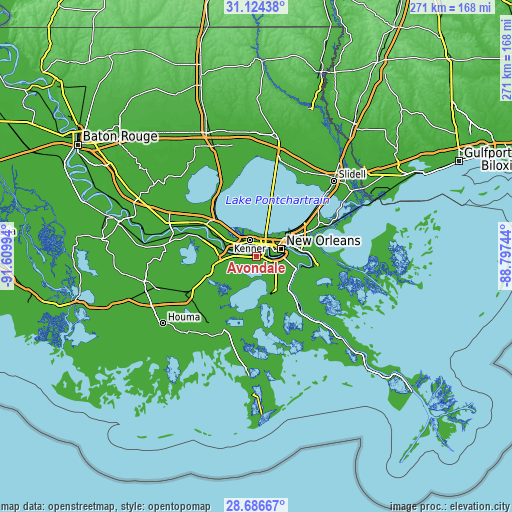 Topographic map of Avondale