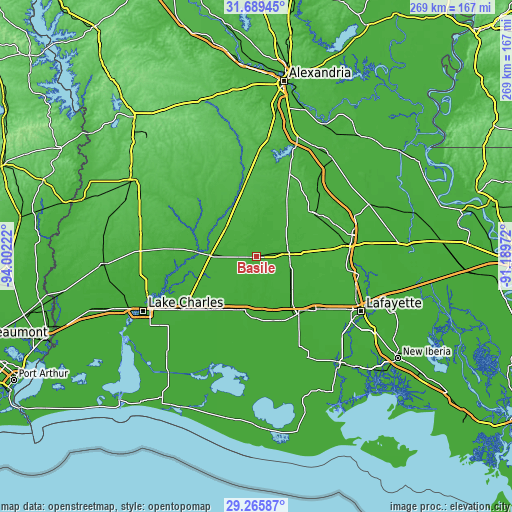 Topographic map of Basile