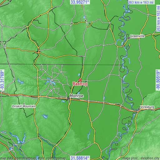 Topographic map of Bastrop