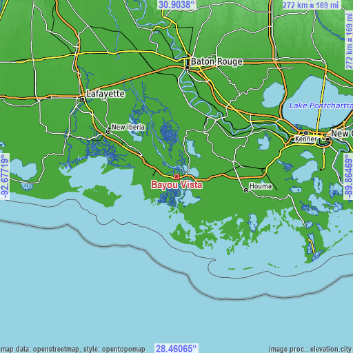 Topographic map of Bayou Vista