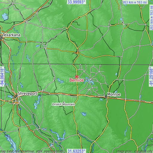 Topographic map of Bernice