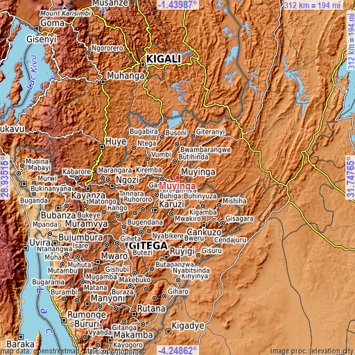 Topographic map of Muyinga