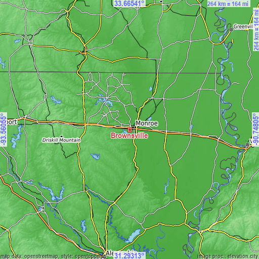 Topographic map of Brownsville