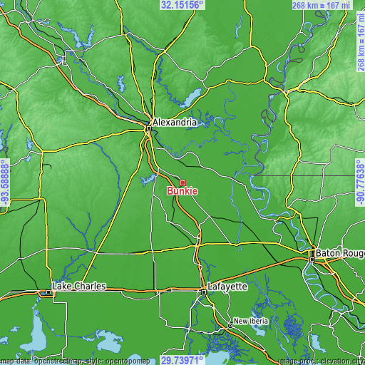 Topographic map of Bunkie