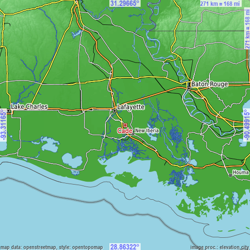 Topographic map of Cade