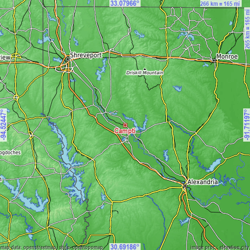 Topographic map of Campti