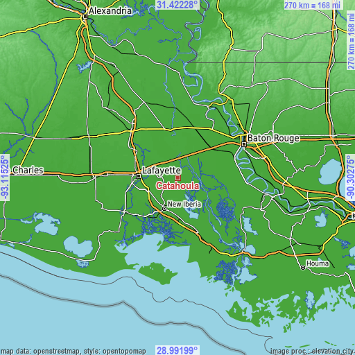 Topographic map of Catahoula