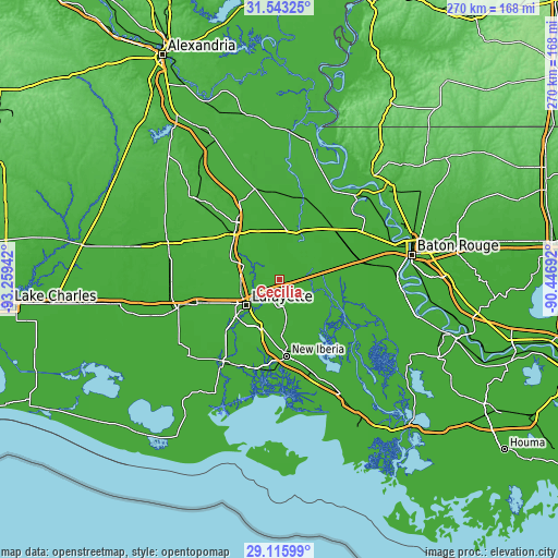 Topographic map of Cecilia