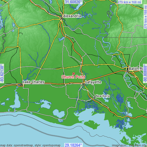 Topographic map of Church Point