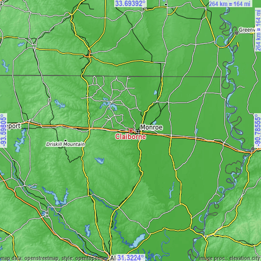 Topographic map of Claiborne