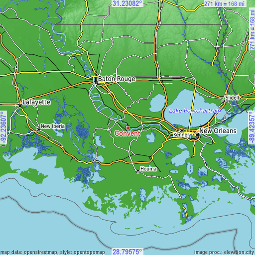 Topographic map of Convent