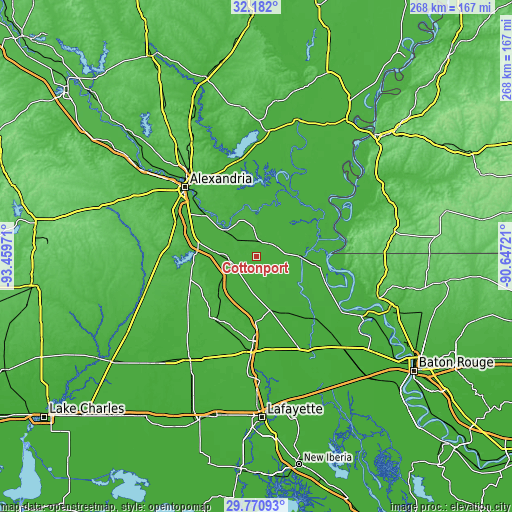 Topographic map of Cottonport