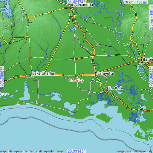 Topographic map of Crowley