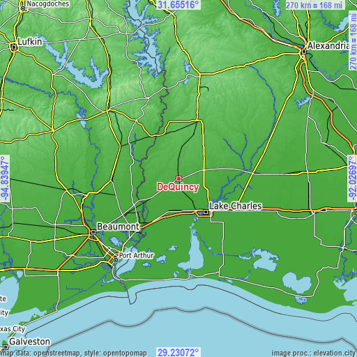 Topographic map of DeQuincy