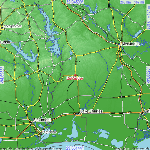 Topographic map of DeRidder