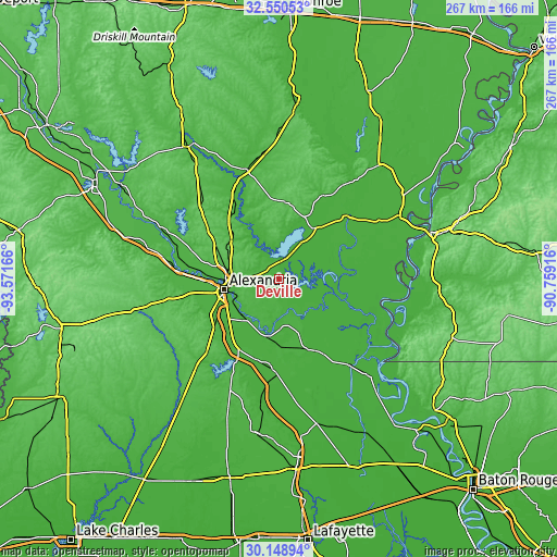 Topographic map of Deville