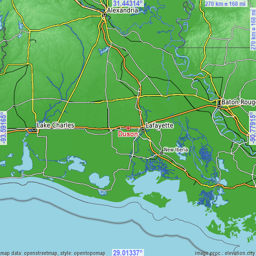 Topographic map of Duson